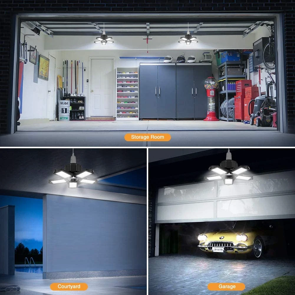 Ajustável deformável LED Garagem Luz, Lâmpada do teto, Garagem Bulb, Oficina, Iluminação Industrial, 150W, 13000LM, 8000LM, E27, E26