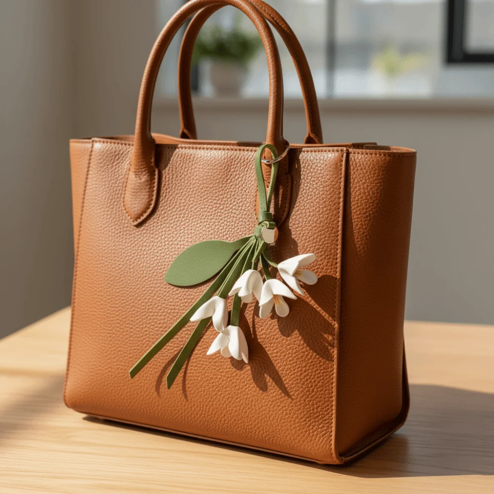 متعدد الألوان شماعات زهرة بولي Leather قلادة جلدية اليدوية سيارة كيرينغ الجلود المفاتيح الموضة الإبداعية حقيبة قلادة حقيبة حلية #4