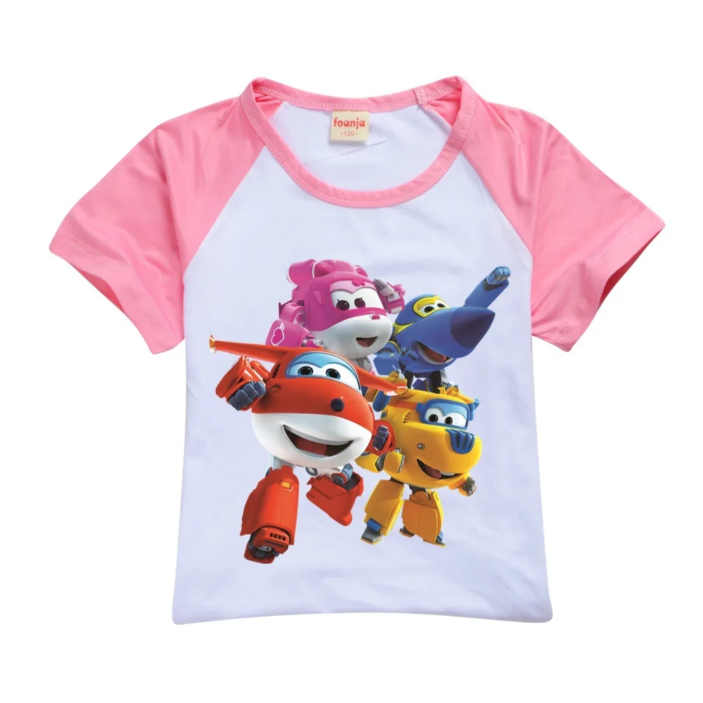 2024 Summer Kids Cartoon Super Wings Tshirt Baby Boy Cute Jett Airplane T-Shirt Children Casual Clothes Girls Short Sleeve Tops