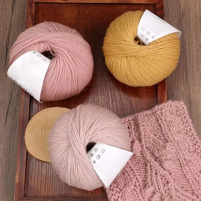 Merino Pure Wool Yarn Handmade DIY Woven Scarf Hat Morandi Color Medium Thick Stick Needle Hand Knitted Yarn Ball