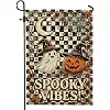 Ghost Garden Flag, Fanciful Festive Pumpkins Moon Halloween Black Burlap Double Sided Yard Decorative Flags for Outdoor Pati cci
