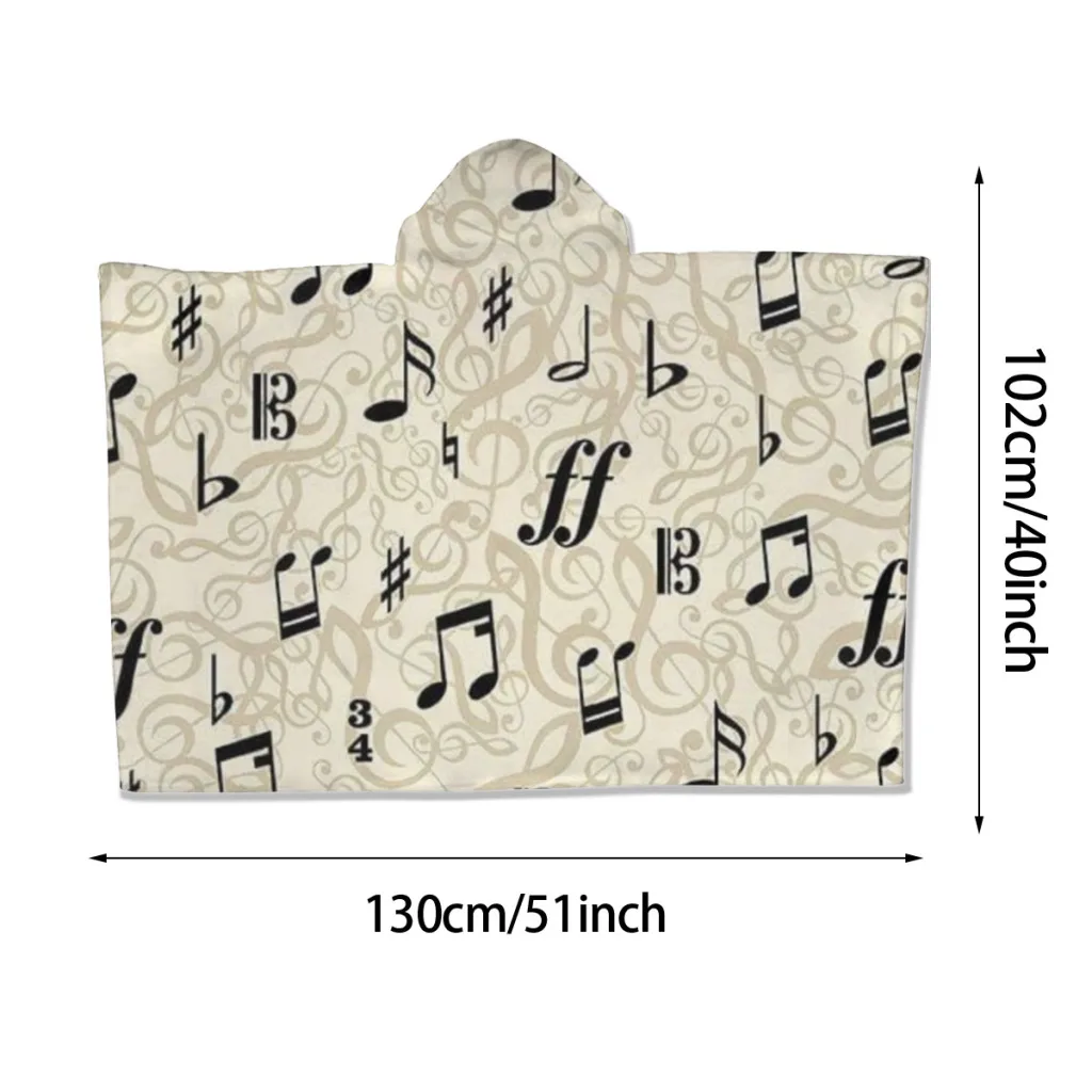 Musical Notes Kids Sherpa Fleece Hoodie Blanket With Sleeves Warm Winter Wearable TV Blanket Hoodies for Kids Blankets