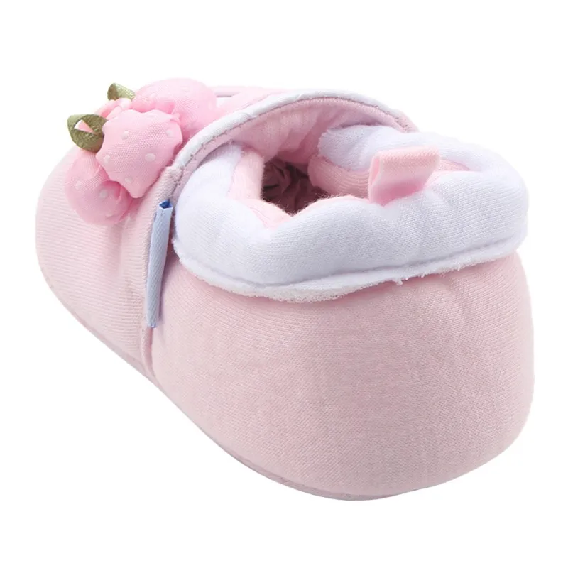 

Autumn Baby Shoes Soft Cotton First Walkers Anti-slip Toddler Girls Cute Flower Decor Warm Soft Soled Infant Walking Shoes