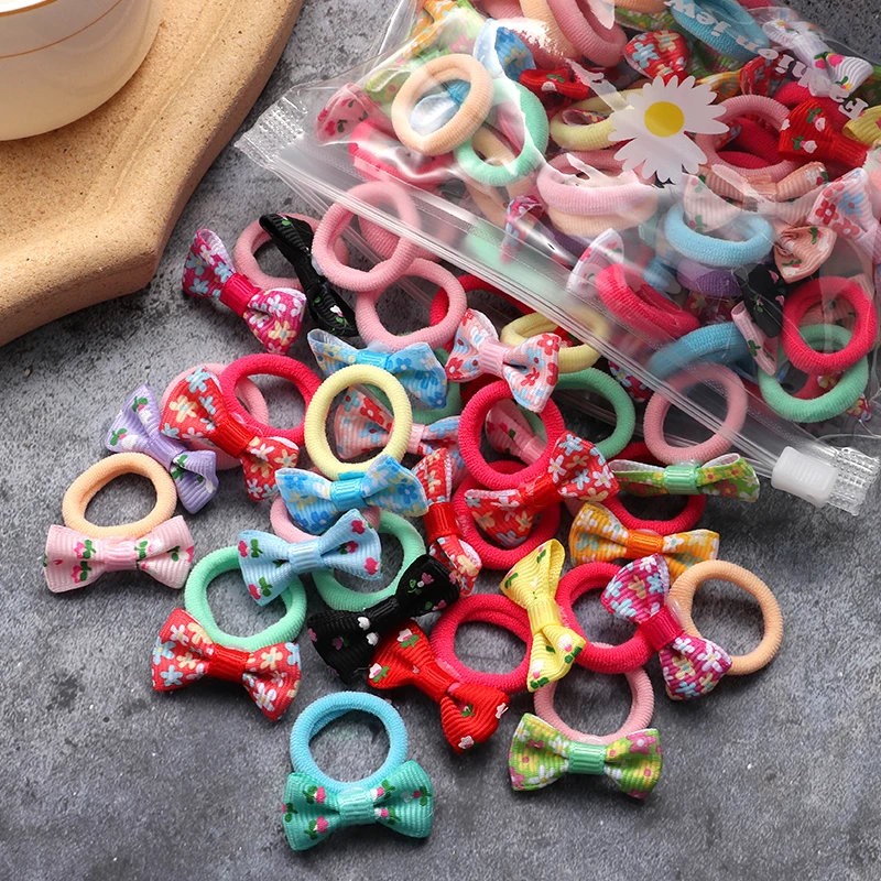 10/20pcs/Set Cute Bowknot Headbands Girls Elastic Hair Bands Hair Accessories For Kids Cartoon Bows Headwear Ornaments Gift