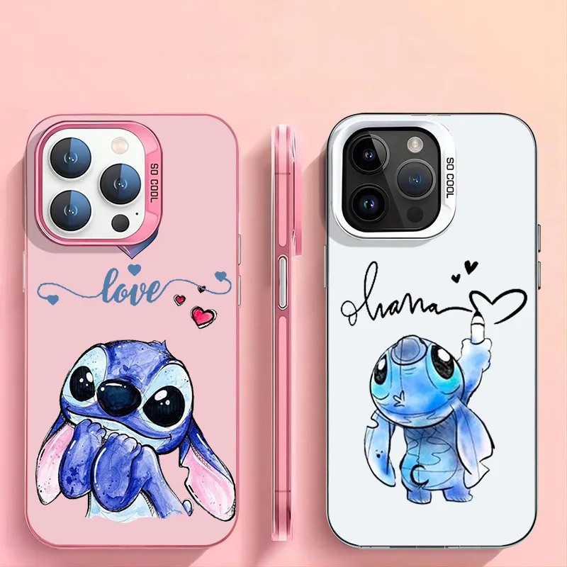 Stitch The Baby Disney Cute For Apple iPhone 15 14 13 12 11 XS Max XR X 8 7 Pro Plus Soft Colorful Silver Phone Case