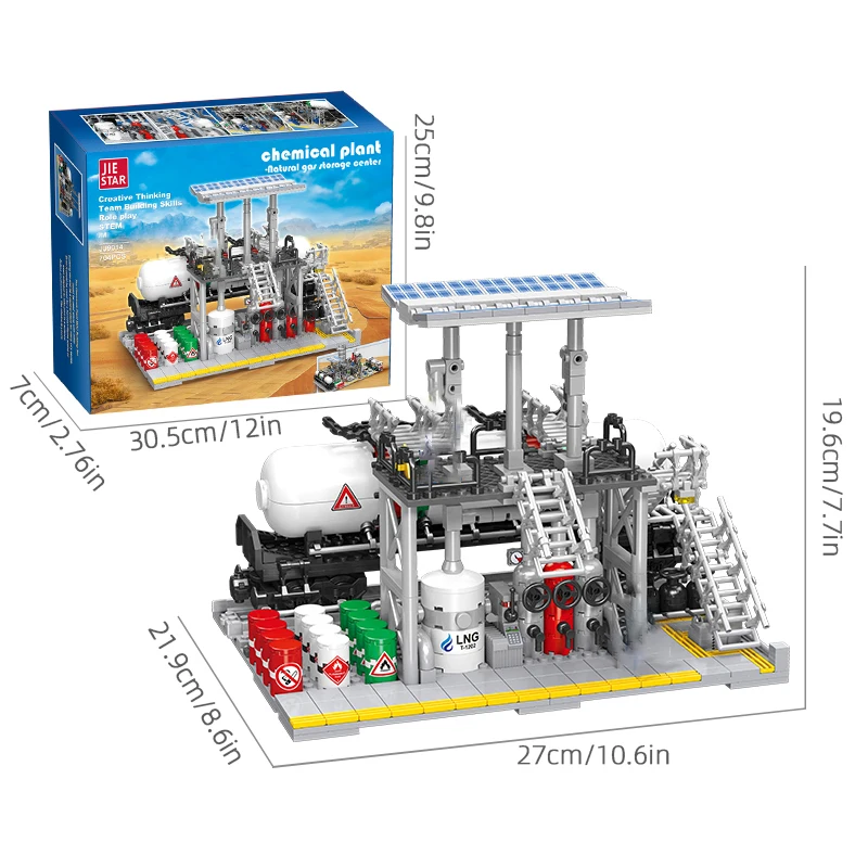 City Street View Bouwstenen Aardgasopslagcentrum Laboratorium Transportstation 3 in 1 Assemblagemodel Bakstenen Cadeau voor volwassenen