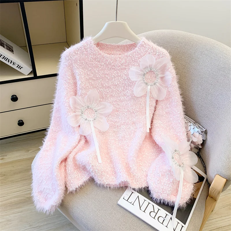 

Вязаный свитер, трикотаж для женщин, осень 2026, пуловер с длинными рукавами и круглым вырезом, топы, элегантные повседневные модные свободные женские джемперы