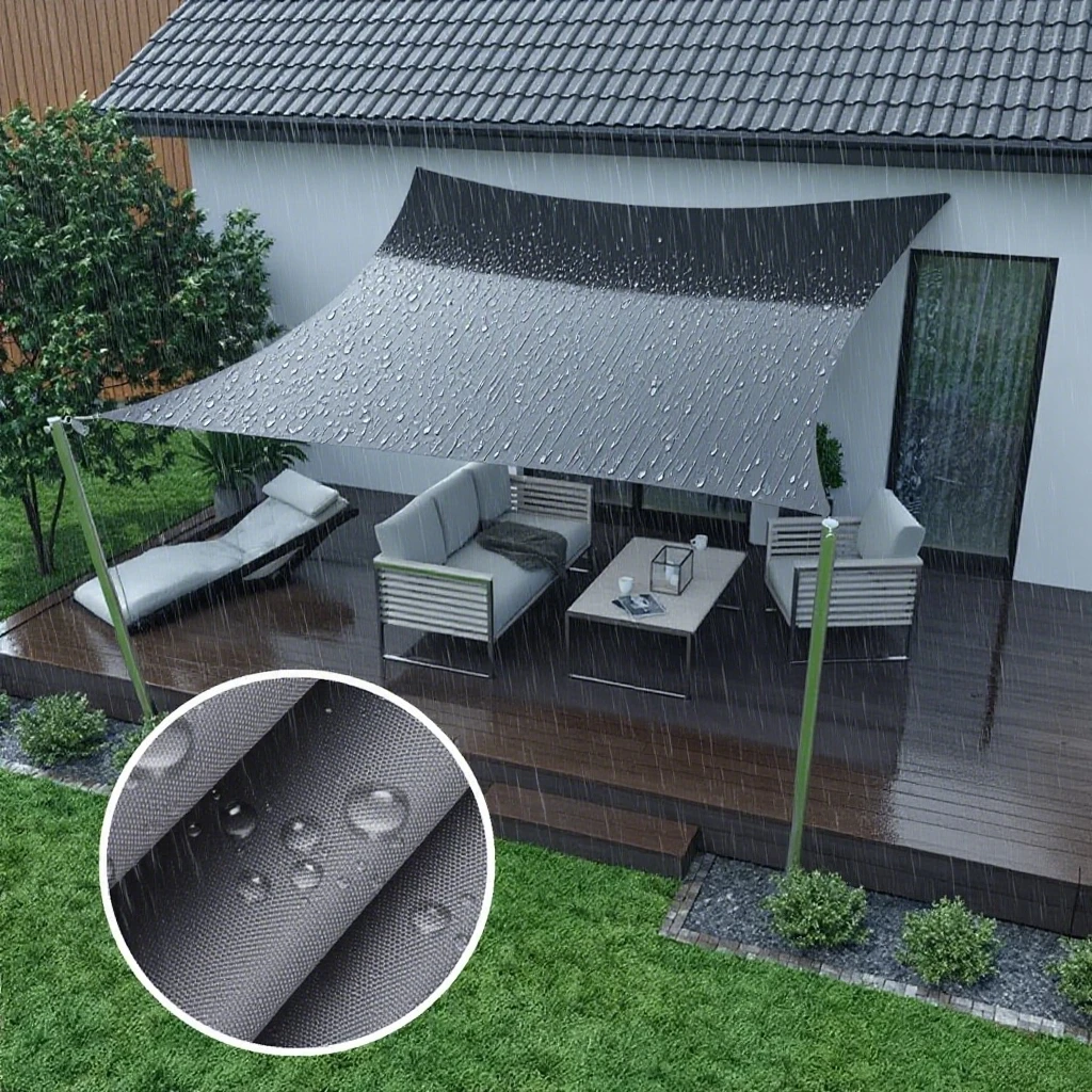 Grey Sun Shade Sail Waterproof Outdoor Garden Sails Canopy Patio Party Sunscreen Awning 98% UV Block Shade Cloth with Free Rope