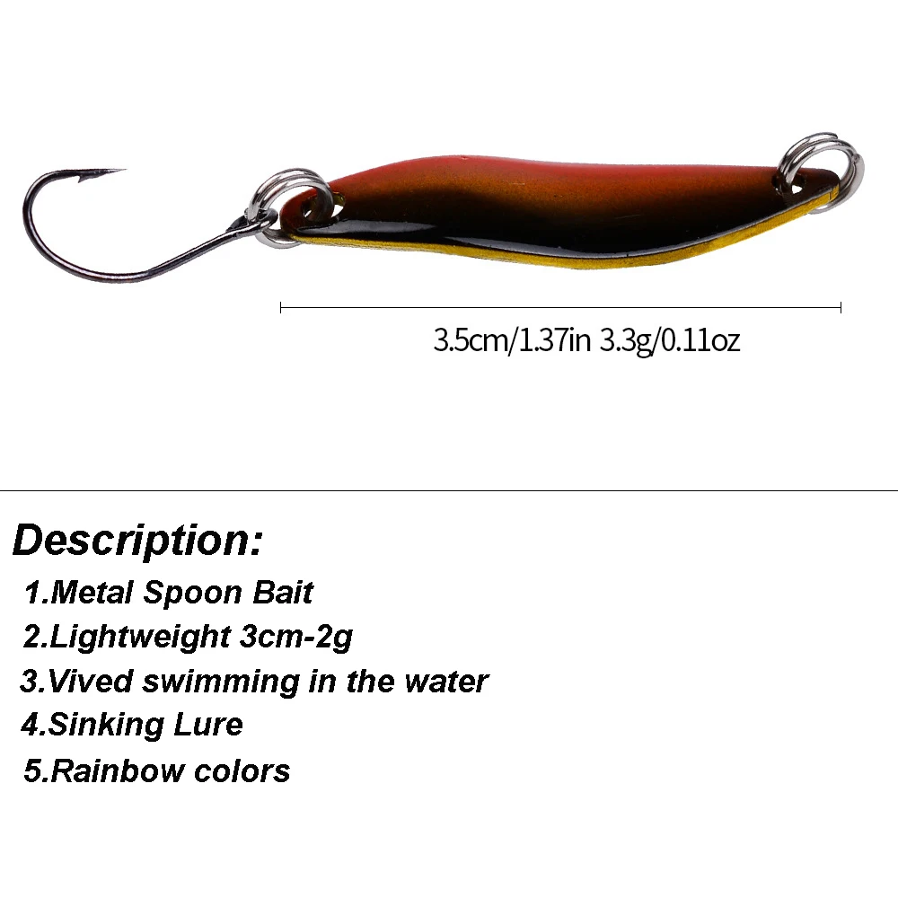 WESTBASS 1PC Micro Spoon Bait 35mm-3.3g Sinking Fishing Lure Metal Jigs Wobbler Rainbow Spinner leurre cebo duro Hart köder Isca