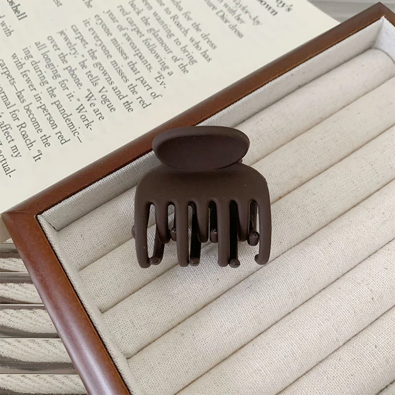Small Frosted Hair Clip Basic All-Match Brown Hair Clip For Women image 3