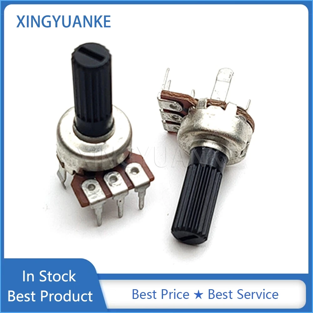 5PCS 121 Type B10K Single Vertical 3Pins B103 Audio Volume Adjustment Potentiometer 10K Ohm Flower Shaft Length 15MM