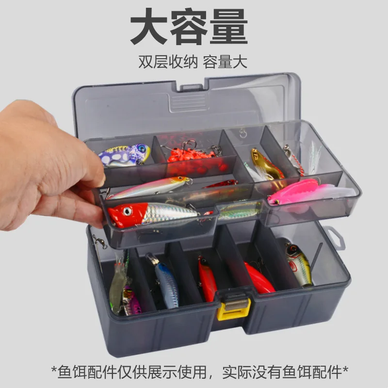 Caja de pesca doble capa con 10 compartimentos – Plástico resistente