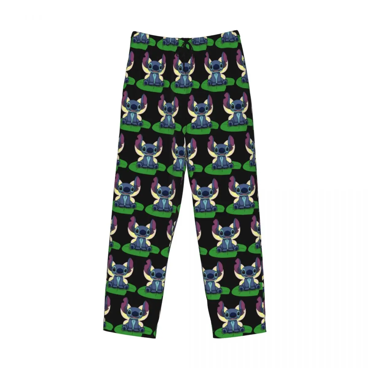 Pantalones de pijama con estampado personalizado para hombre, ropa de dormir con estampado de dibujos animados y Stitch, pantalones de dormir con bolsillos