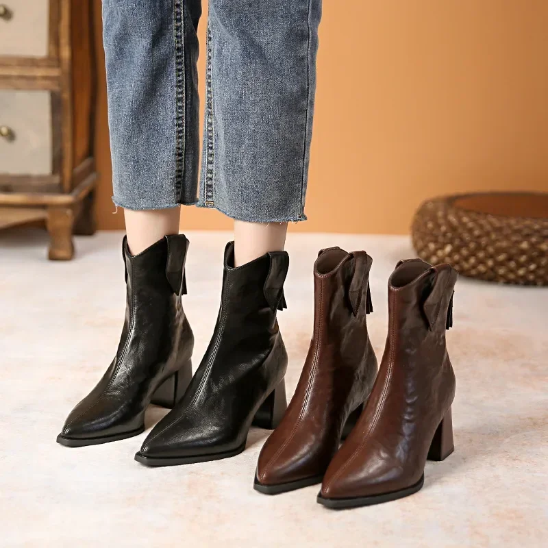 Nuevas botas de mujer con cremallera, tacones altos gruesos, tacones altos simples y gruesos, botas de Otoño Invierno, Punk gótico, informal, plataforma blanca para mujer