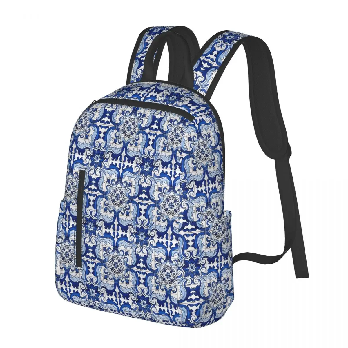 

Antique Classic Lisbon Blue Azulejo Tile Floral Pattern Student Backpack School Bag for Boys Girls Fashion Bookbag Shoulder Bags
