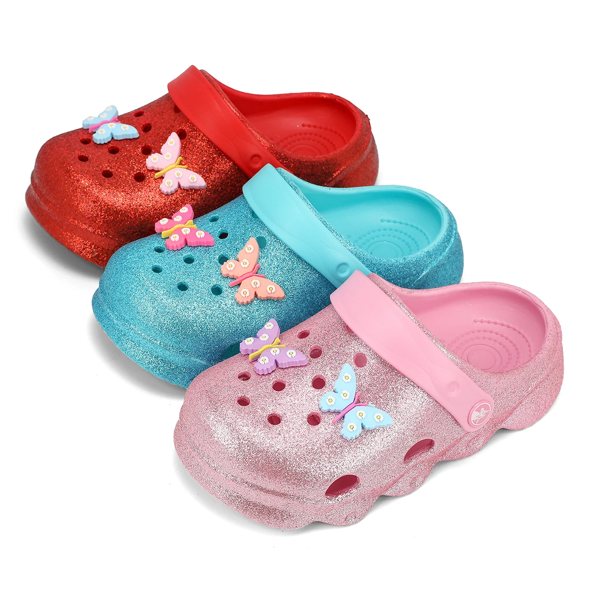 Girls butterfly garden clogs, slippers, sandals, children\'s non-slip water shoes, slip-on slippers, lightweight and breathable