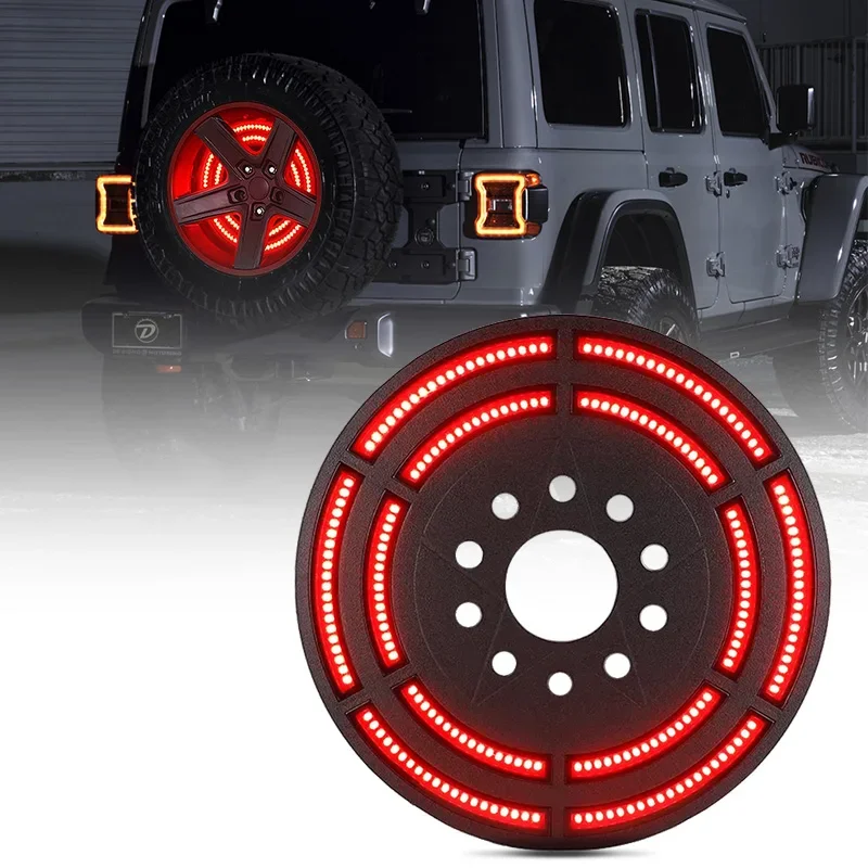 

14" LED 3rd Spare Tire Brake Light Wheel Light Lamp Double Ring 3rd Spare Tire Cover Brake Light For Jeep Wrangler Jk 2007-2018