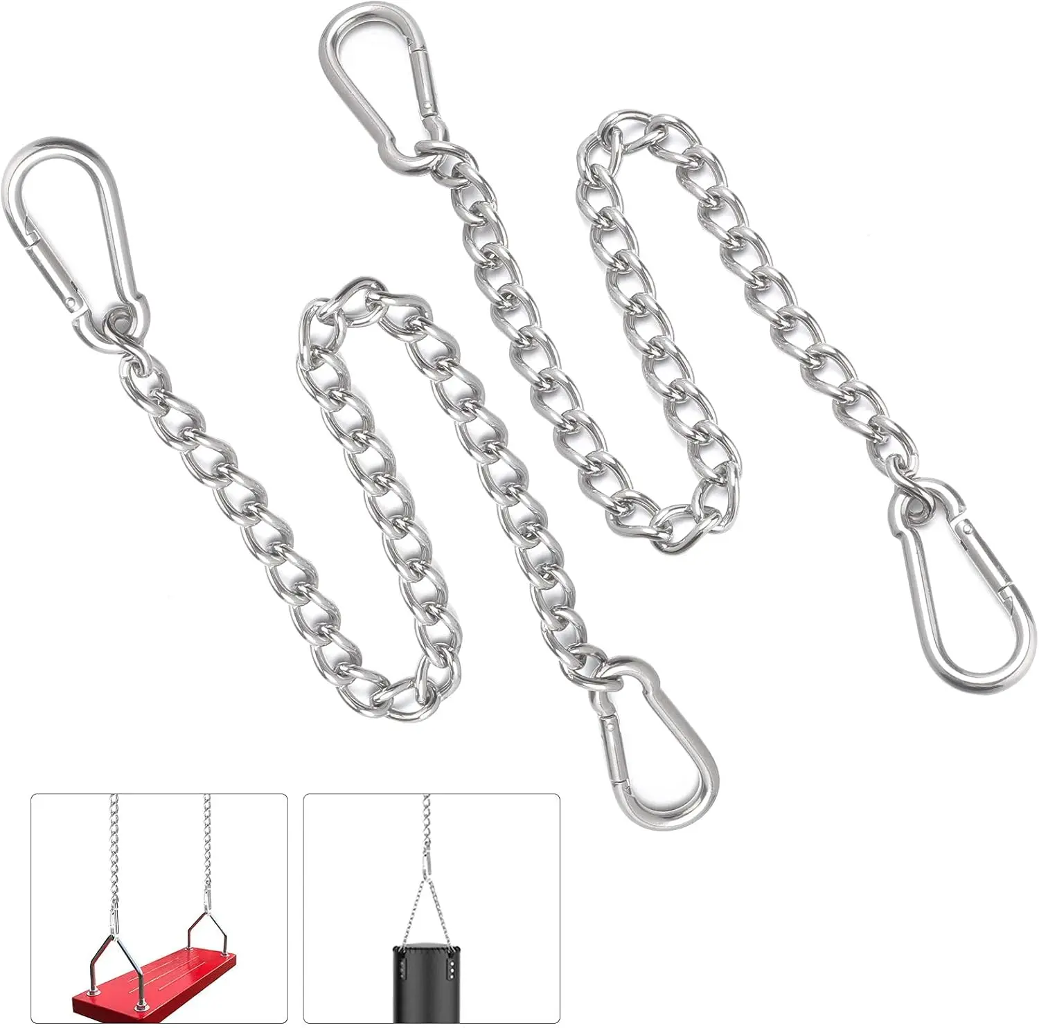 

Hanging Chair Chain With Carabiners - 2 Pa Stainl Steel Hanging Kits Heavy Duty For Hammo Swing Punching Bags Sandbag Indoor