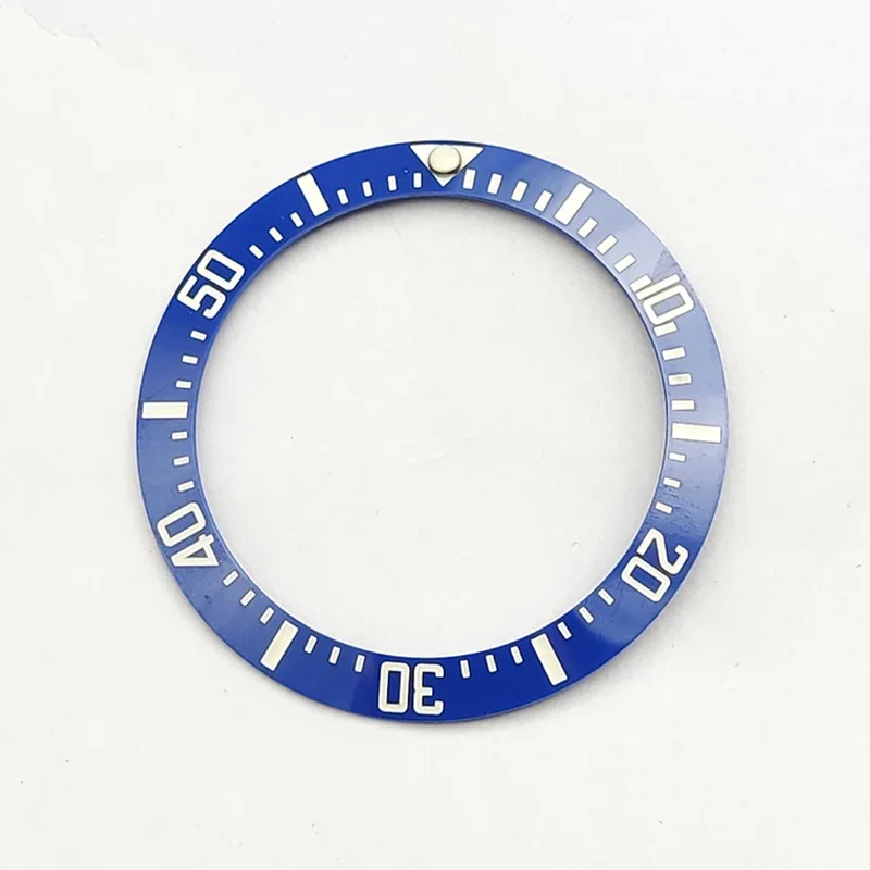 40mm Blue Luminous Watch Ceramic Bezel Insert Ring Fit Seiko Black King Samurai SRPE Watch Case Men Diving Watch Ring Parts