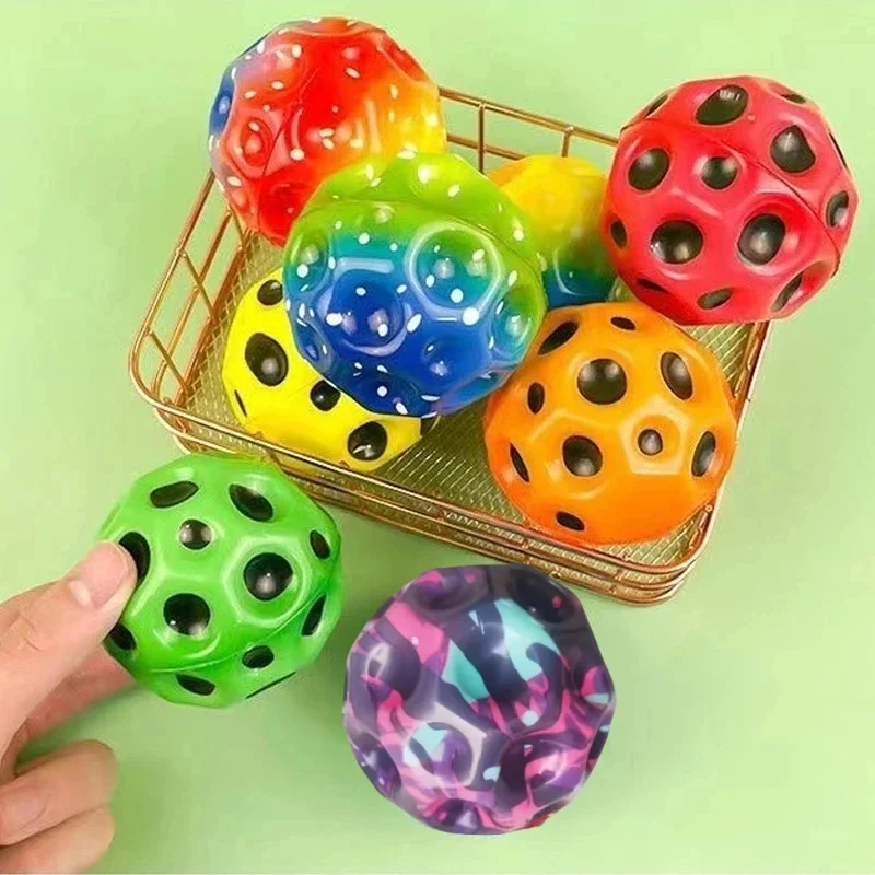 12Pcs Bouncy Balls Rubber High Bouncing Balls kids Sensory Fidget Toys Stress Relief Hole Ball Sport Training Ball Outdoor Games