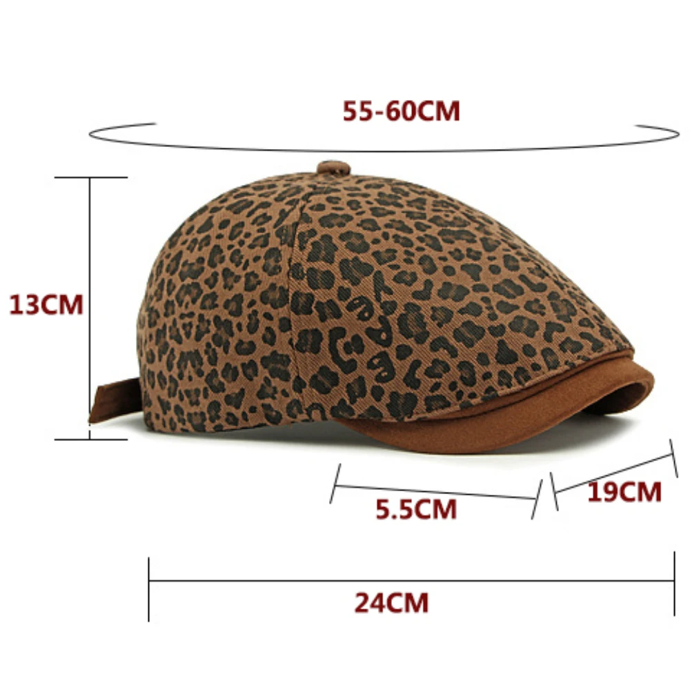 HT4791 Berets Spring Autumn Hat Men Women Leopard Octagonal Flat Cap Artist Painter Beret Hat Male Female Adjustable Beret Cap