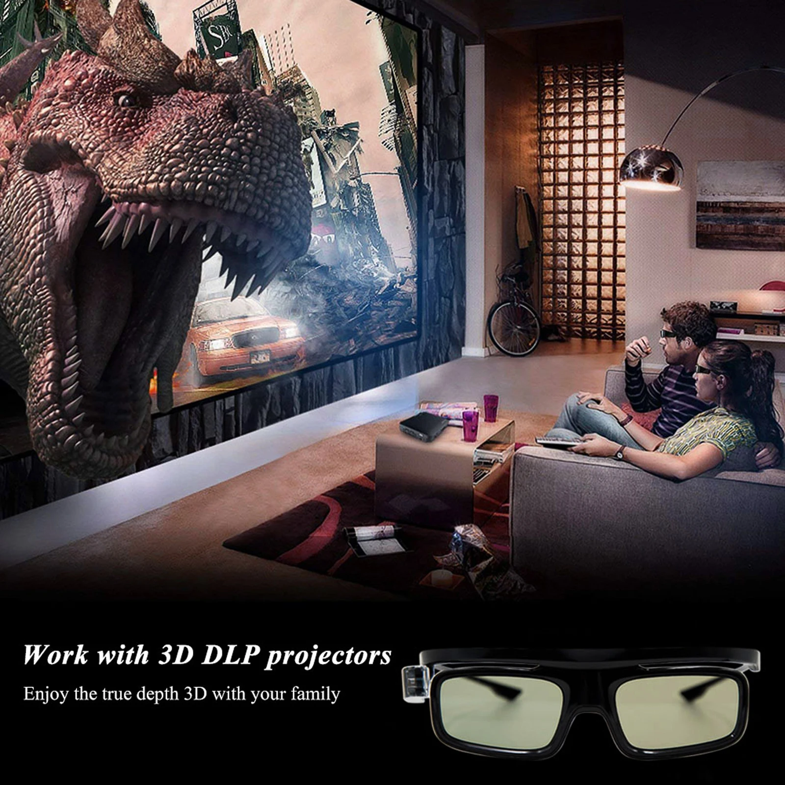 GL1800 projecteur lunettes 3D obturateur actif Rechargeable DLP-Link pour tous les projecteurs DLP 3D Optama Acer BenQ ViewSonic Sharp Dell