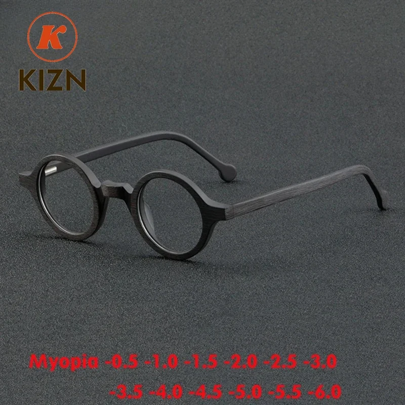 

KIZN ацетатные очки для близорукости, оправа для мужчин, винтажные маленькие круглые очки, женские оптические очки по рецепту, очки-0,5 т