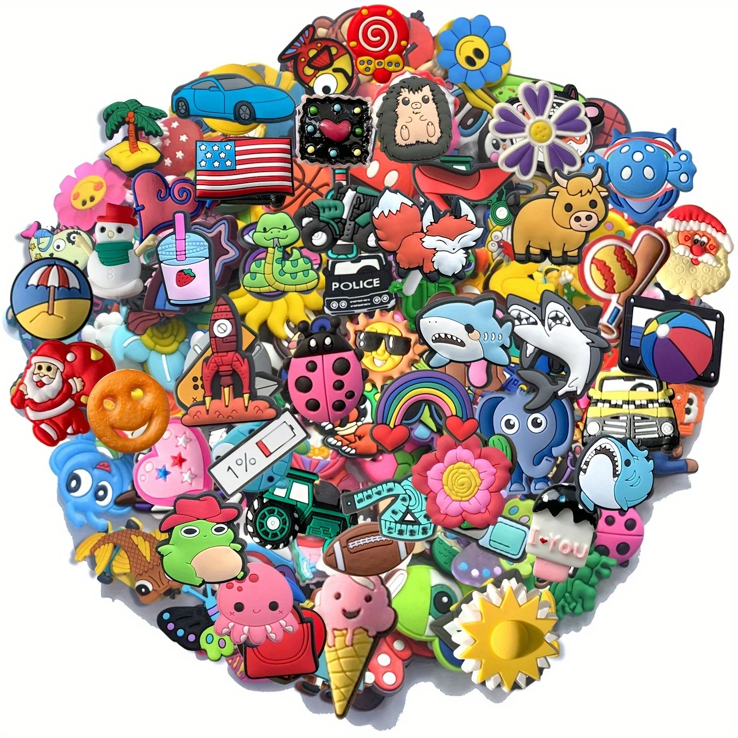 

50pcs assorted shoe accessories for sneakers and bracelet wristband party gifts