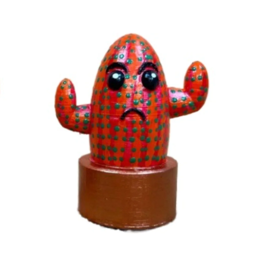 

Creative Grievance Face Cactus Pot Figurines Big Eyes Cartoon Cactus Miniatures Colorful Mini Desktop Cactus Ornaments Gift