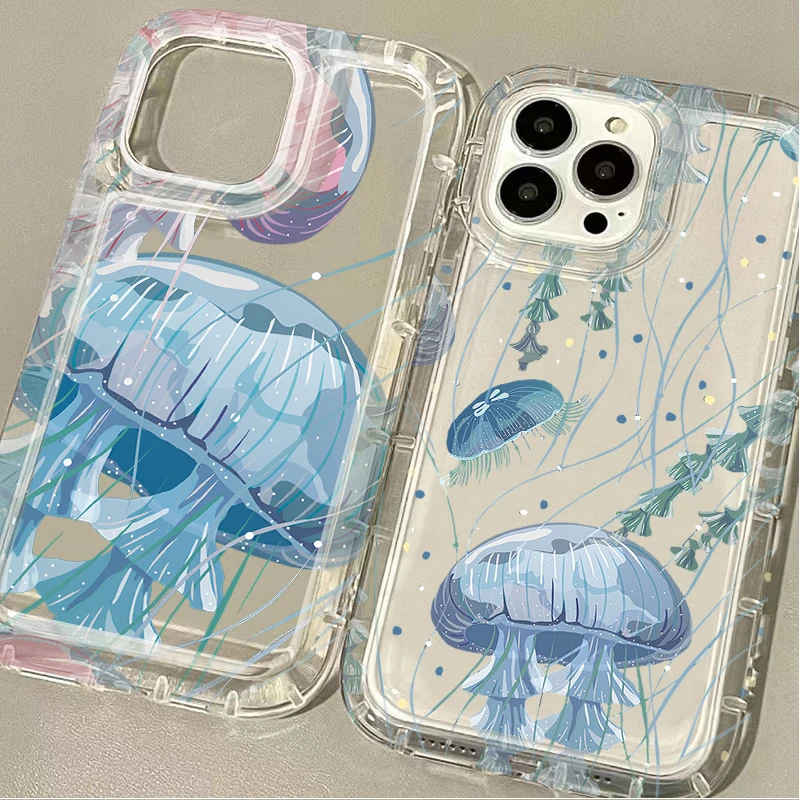 Cute Colorful Star Jellyfish Case for Samsung Galaxy S24 Ultra S23 S22 S21 FE S20 Plus Note 20 10 Pro A34 A54 A33 A53 Soft Cover