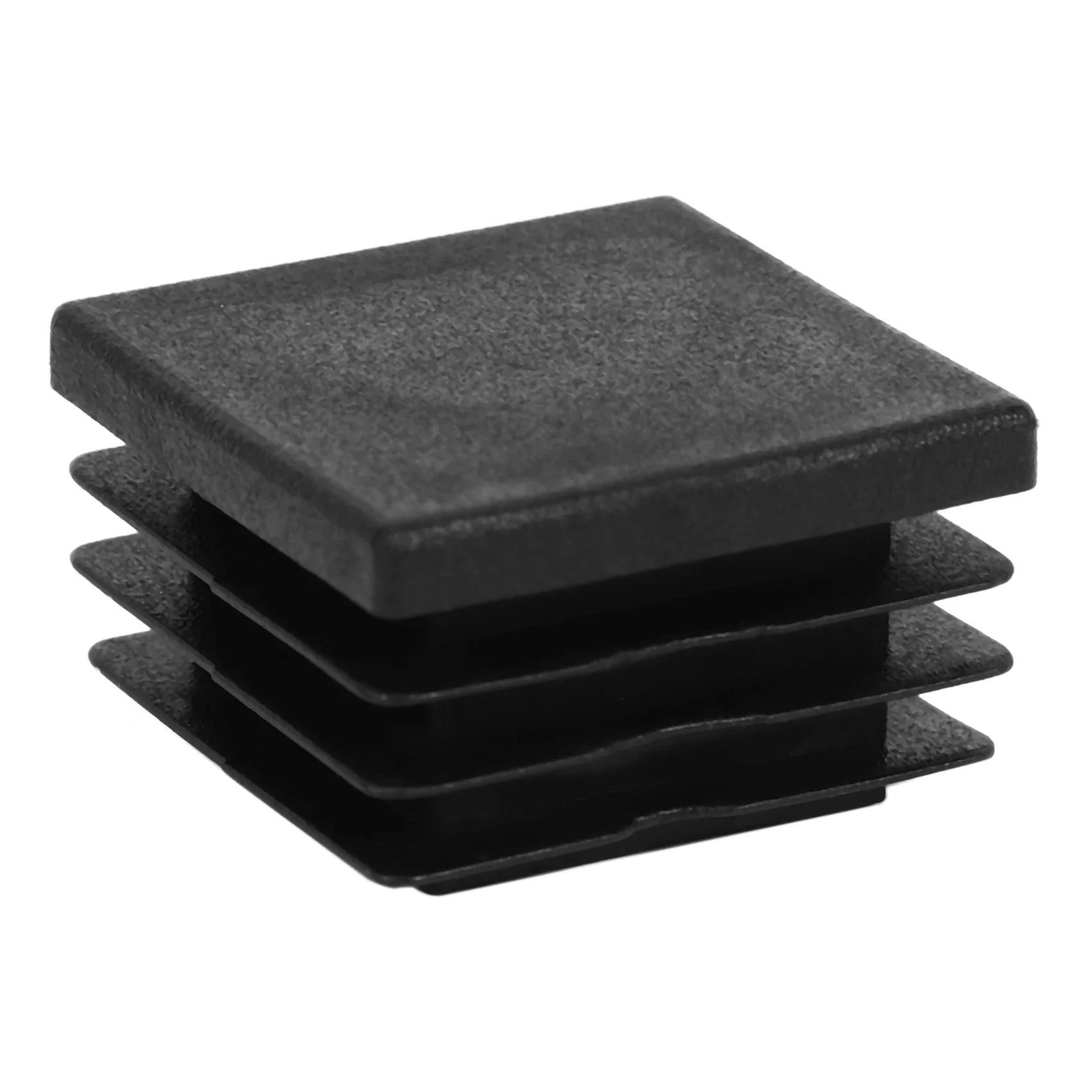 24 Pcs 30mm x 30mm Plastic Ribbed Square End Caps Tube Insert Black