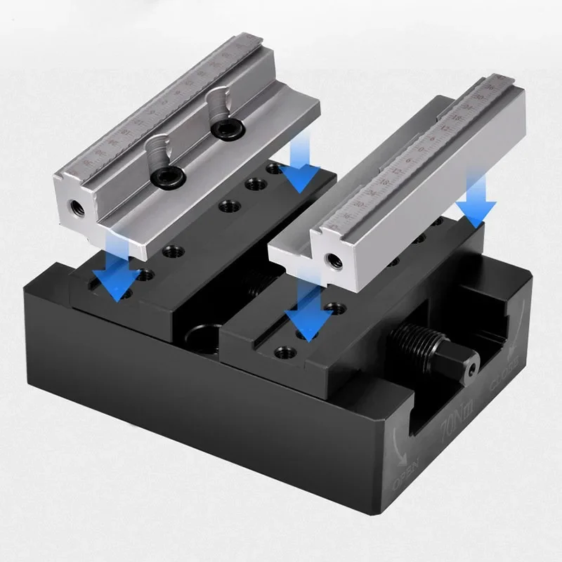 Five Axis Self-Centering Vice, High Precision Quick Release Fixture for CNC Machining Center, Flat Clamping Work Holding Tool