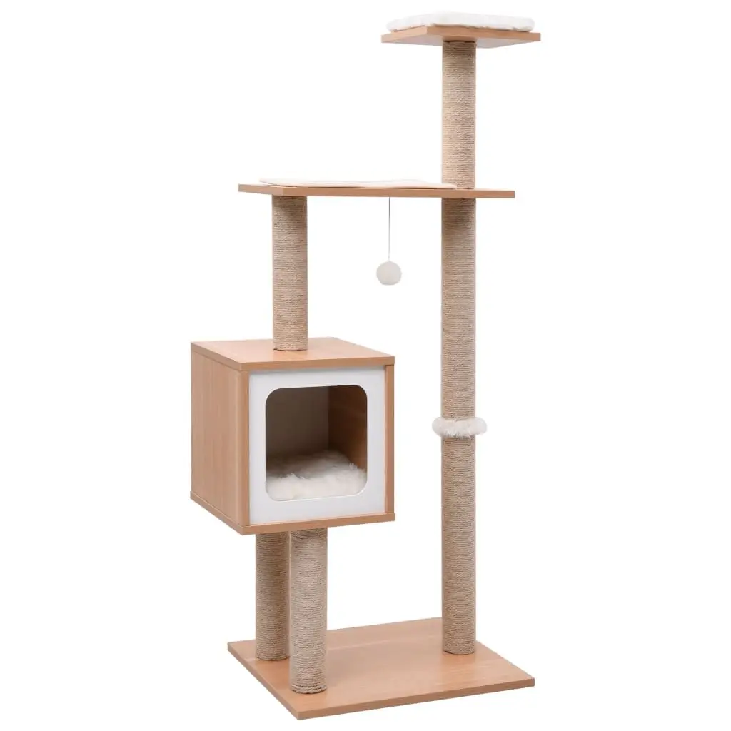 

Cat Tree Brown, White Wood, MDF, veneer, sisal, jute, faux fur