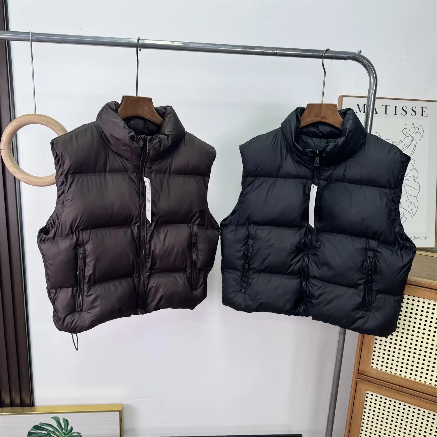 

Faionable Casual Loose Stand Collar Pred Cotton Vest Jaet Svel Autumn Winter New Arrival Women's Commute Sle