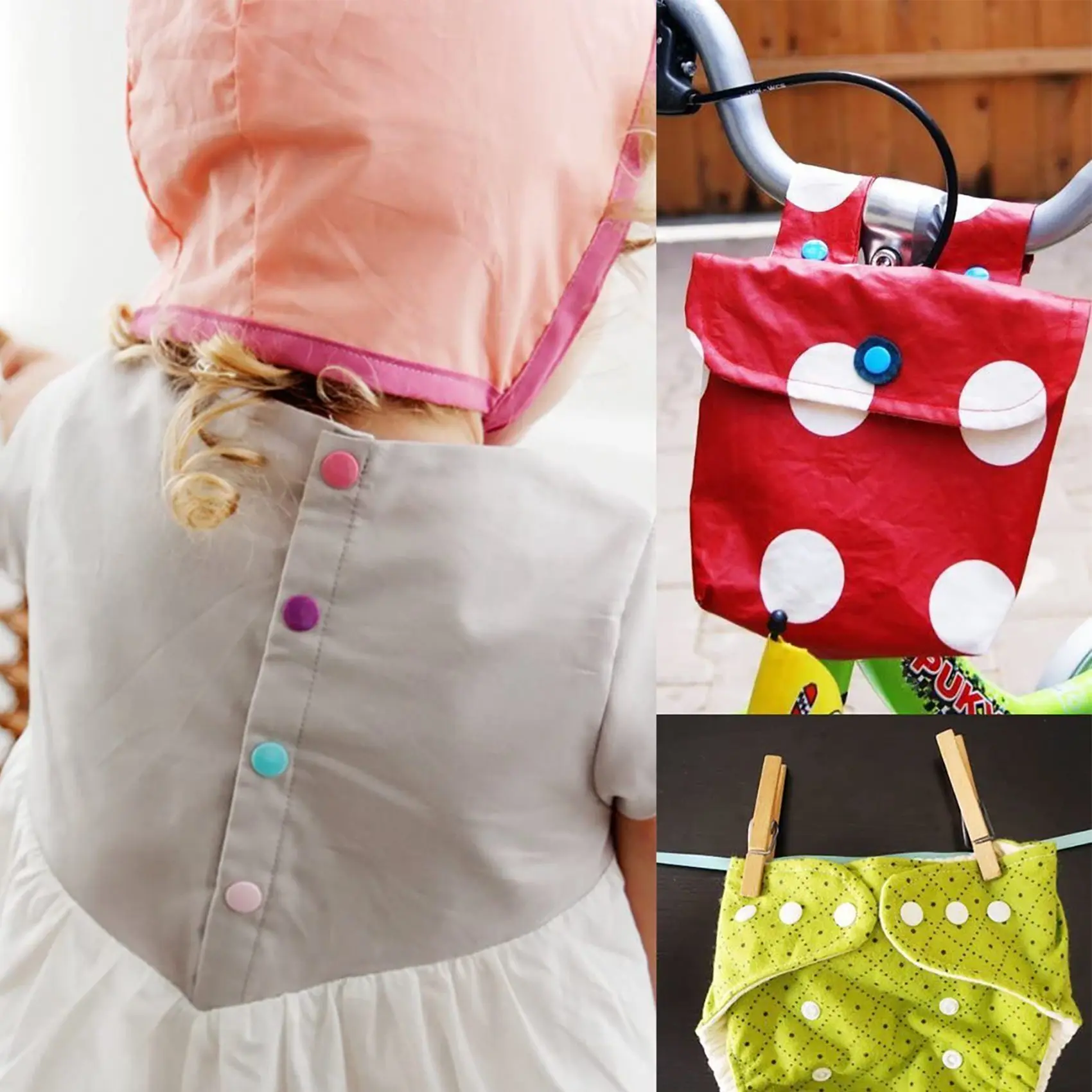 ABQR Kit de fixations à pression, boutons à pression T5 avec kit d'outils d'installation boutons-pression en plastique colorés pour la couture et l'artisanat de vêtements