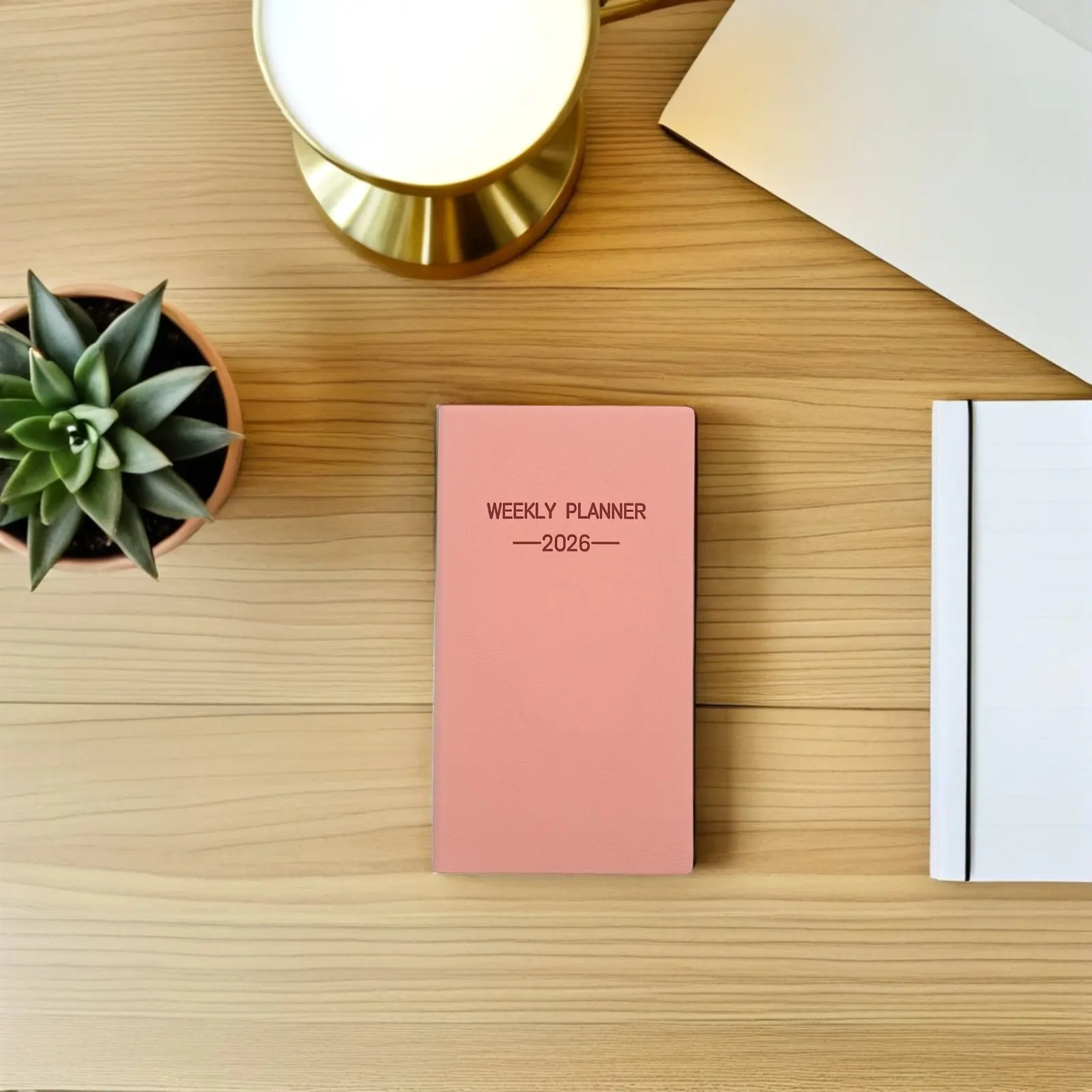 2026 Compact A6 Weekly Planner Slim Portable Pocket Organizer Notepad PU Cover Lay-Flat Binding Minimal Bleed Paper for Travel