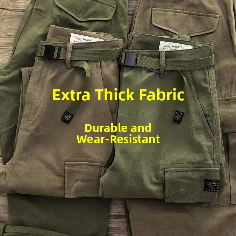 

Thiened Wear Resistant Loose Fit Pure Cotton Work Trousers for Men Autumn Winter W Workwear Youth Casual Sle