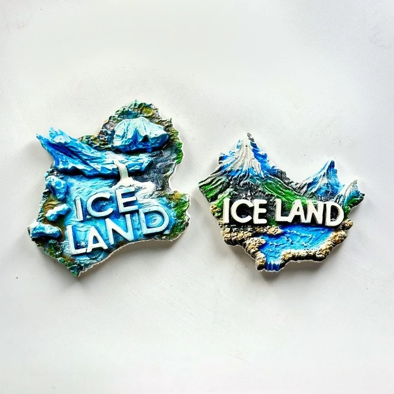 

Icelandic Ice Volcano Fridge Magnet - 3D Unique Home Decor Arctic Themed Souvenir Handcrafted Nordic Art with Strong Magnet