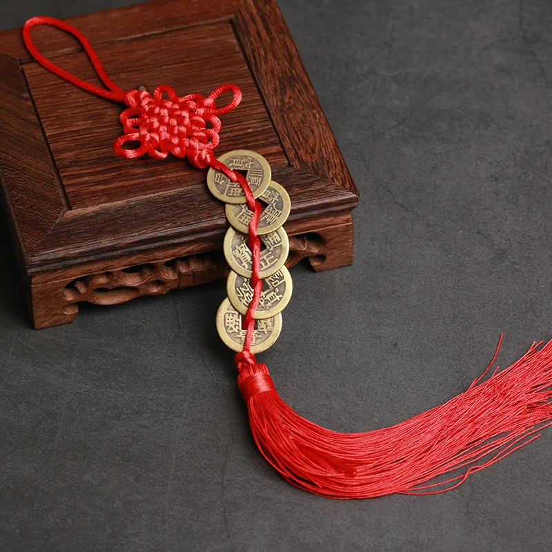 كشك رائجة البيع النحاس النقي الصينية عقدة تشينغ سلالة خمسة الإمبراطور العملات العتيقة العملات النحاسية القديمة فنغ شوي أثناء حقيبة الظهر الآمنة C