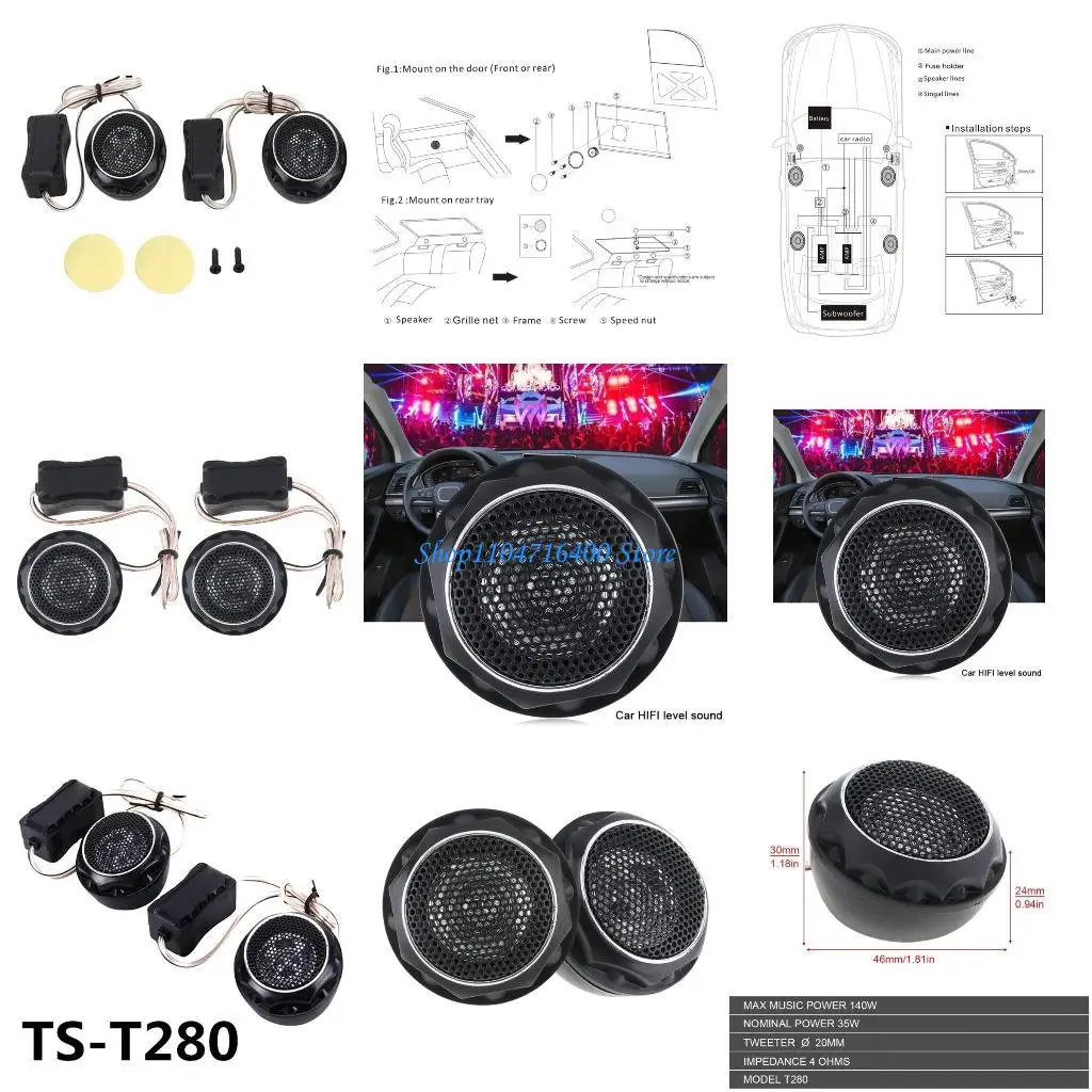 

y1gd автомобильный твитер аудио колонки мини купольные высокочастотные громкоговорители 140 Вт динамик