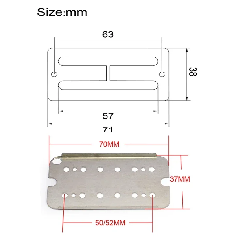 10Pcs Brass 71x38MM Pickup Covers Adjusting Screw Body Through /Lid/Shell/Top H-Type for Electric Guitar Humbucker Covers