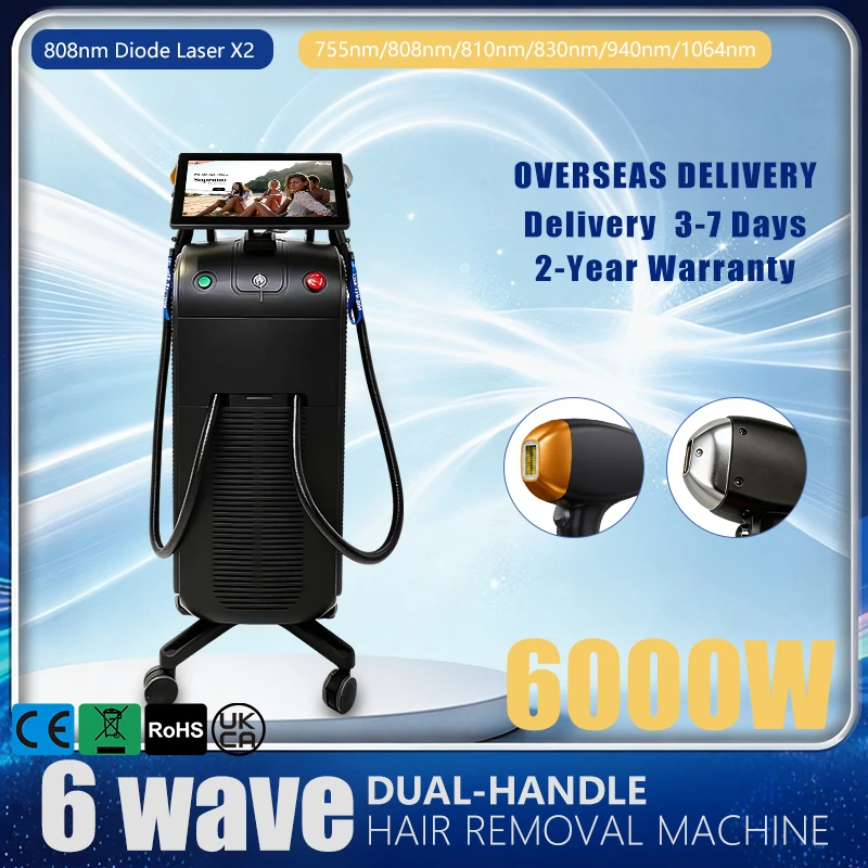 6000W Professional Diode Laser Hair Removal Machine 10 Bars Genuine Sapphire Painless Salon Ice Point For Face Body Bikini