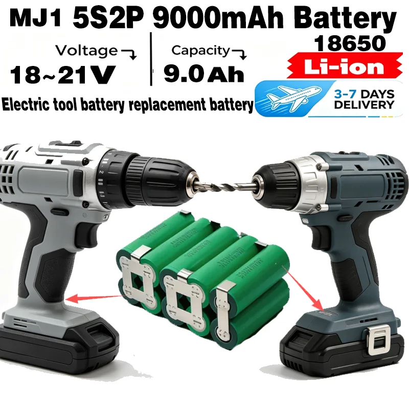 Image of EU-Lager, schnelle Lieferung, MJ1 Akku-Pack für 18V Schraubendreher, DIY-Schweißakku, 18650 MJ1 9000mAh 20A Entladung, 18-21V Schraubendreher-Akku, 18650 Lithium-Ionen-Akkupack 10
