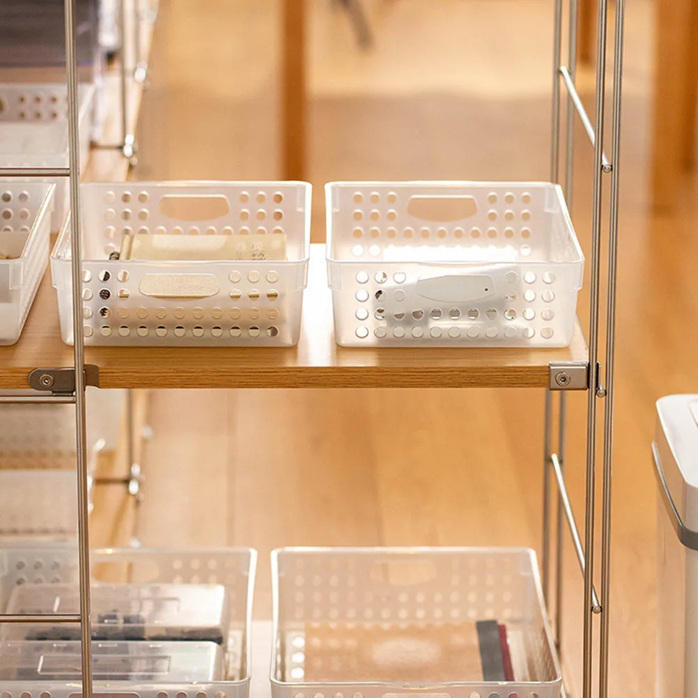 

File Storage Basket Plastic Hollow Desktop Organizer White Small Size Office File Organizer Document Holder Hollow Plastic Bins