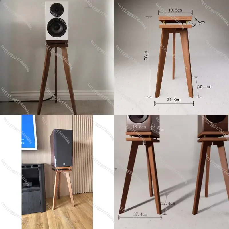 Solid Wood Floor Standing Speaker Stands HiFi Bookshelf Mount Rack for Home Theater Surround Sound System