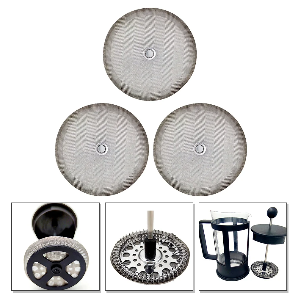 

3Pcs Stainless Steel Filter Mesh Portable Coffee Machine Strainer Press Pot Filter Perfect for Home Cafe Bar