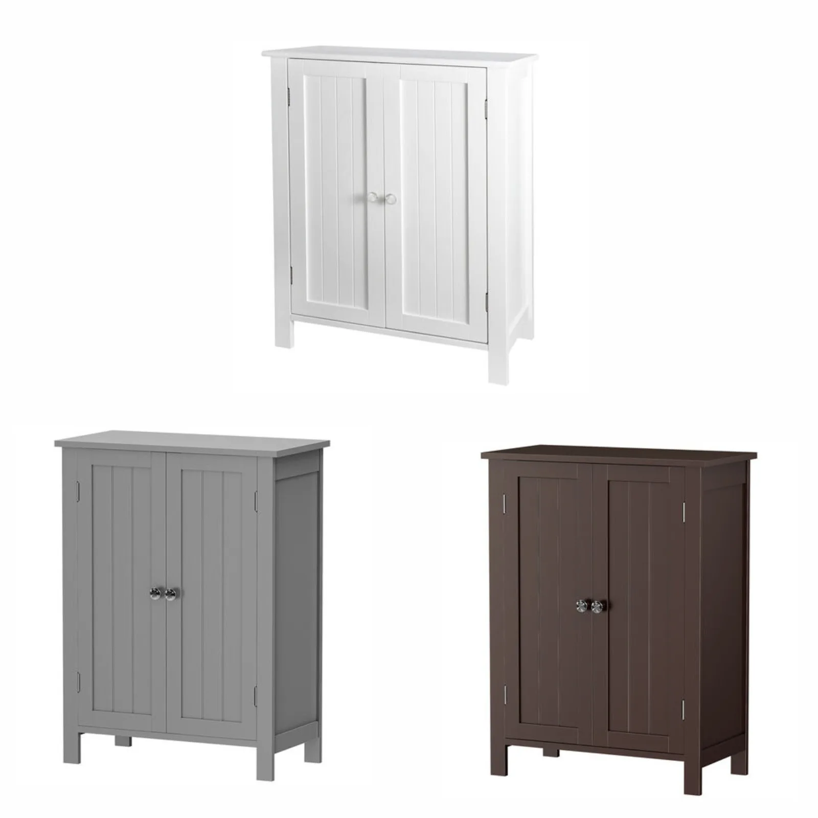 3 Colors Wooden Floor Cabinet Bathroom Storage Cabinet 2 Door Adjustable Shelf United States