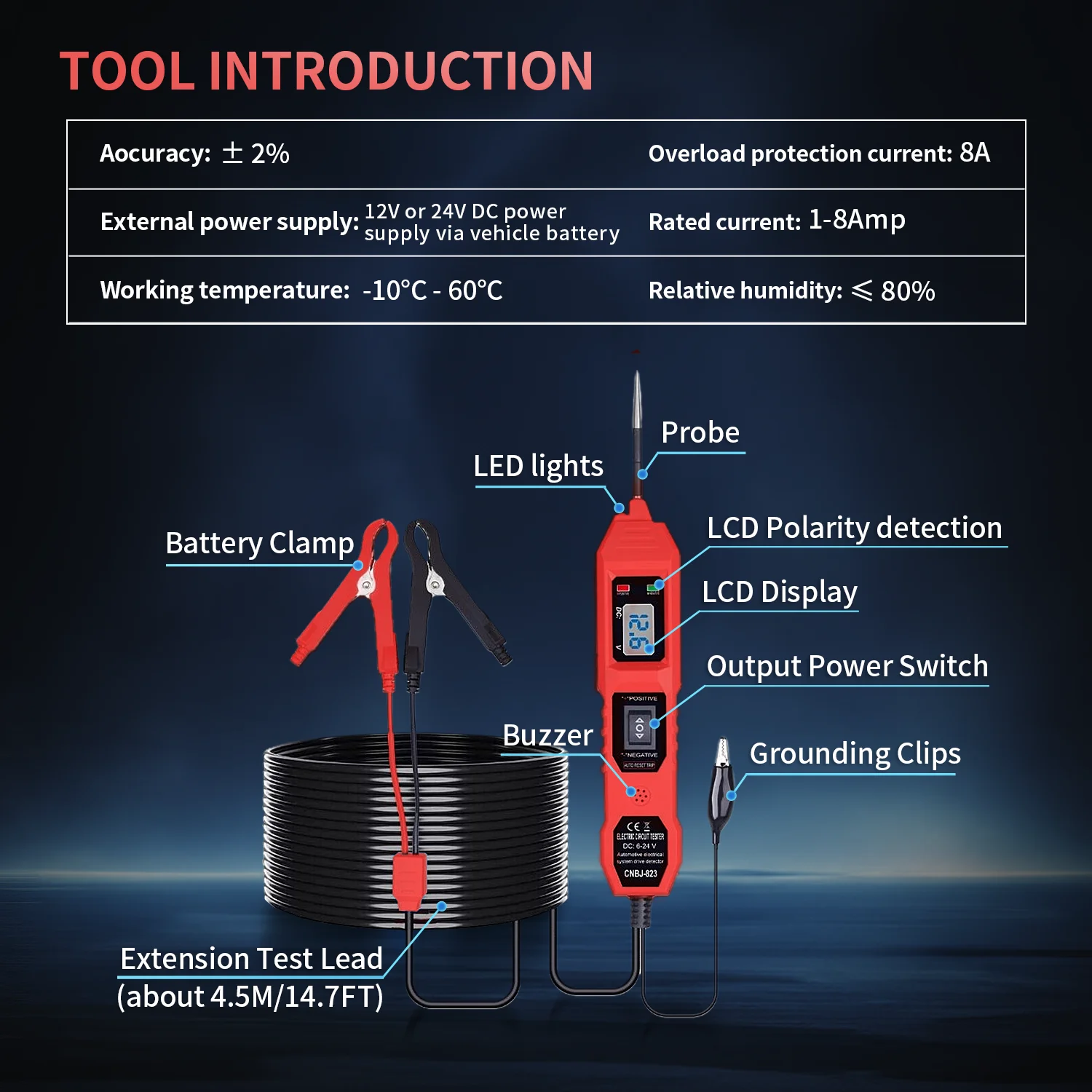 2024 Circuit Tester Automotive Electric Circuit Tester with Voltage Display LED Light, Car Power Circuit Probe Kit for 3.5-36V