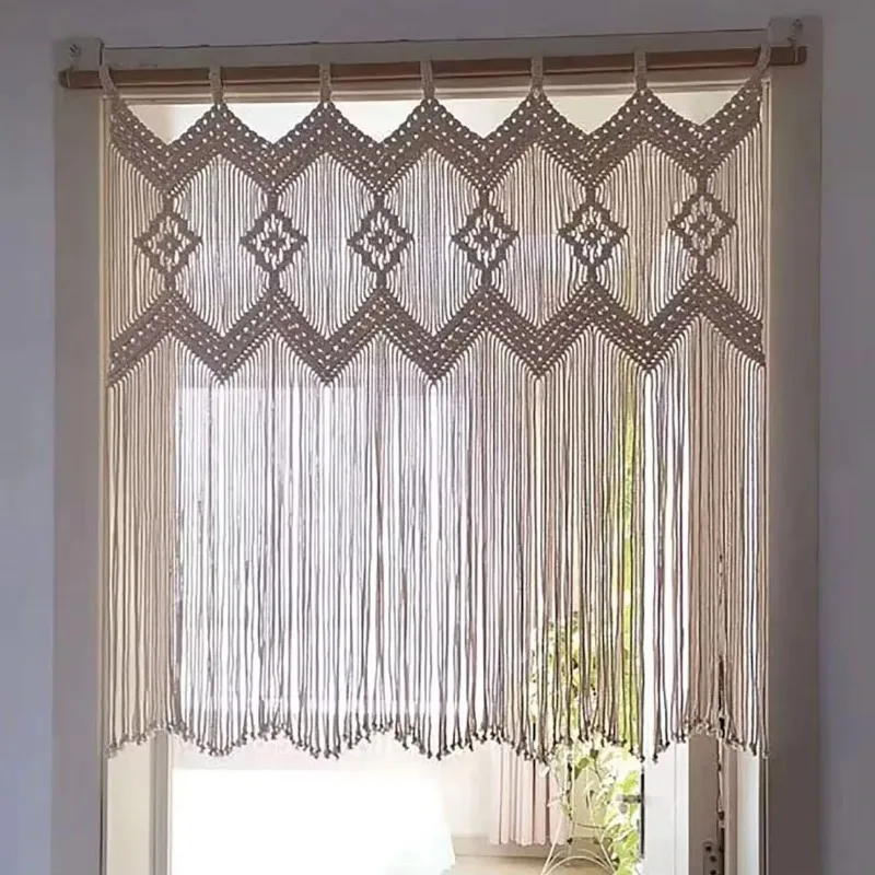 Nordic Hand-Woven Tapestry Door Curtain, Bohemian Tassel Wall Hanging Decor for B&B and Hotel Ornament