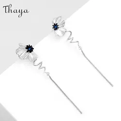 Thaya Fashion Gold Plated Elegant Women Earrings Silver Needle Dangle Earrings for Girls Romatic Party Anniversary Jewelry Gift